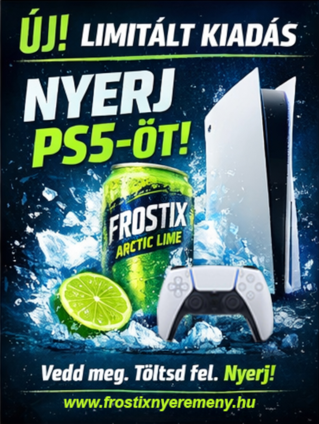 Frostix – Arctic Lime kampányvizuál (hero + adaptációk)